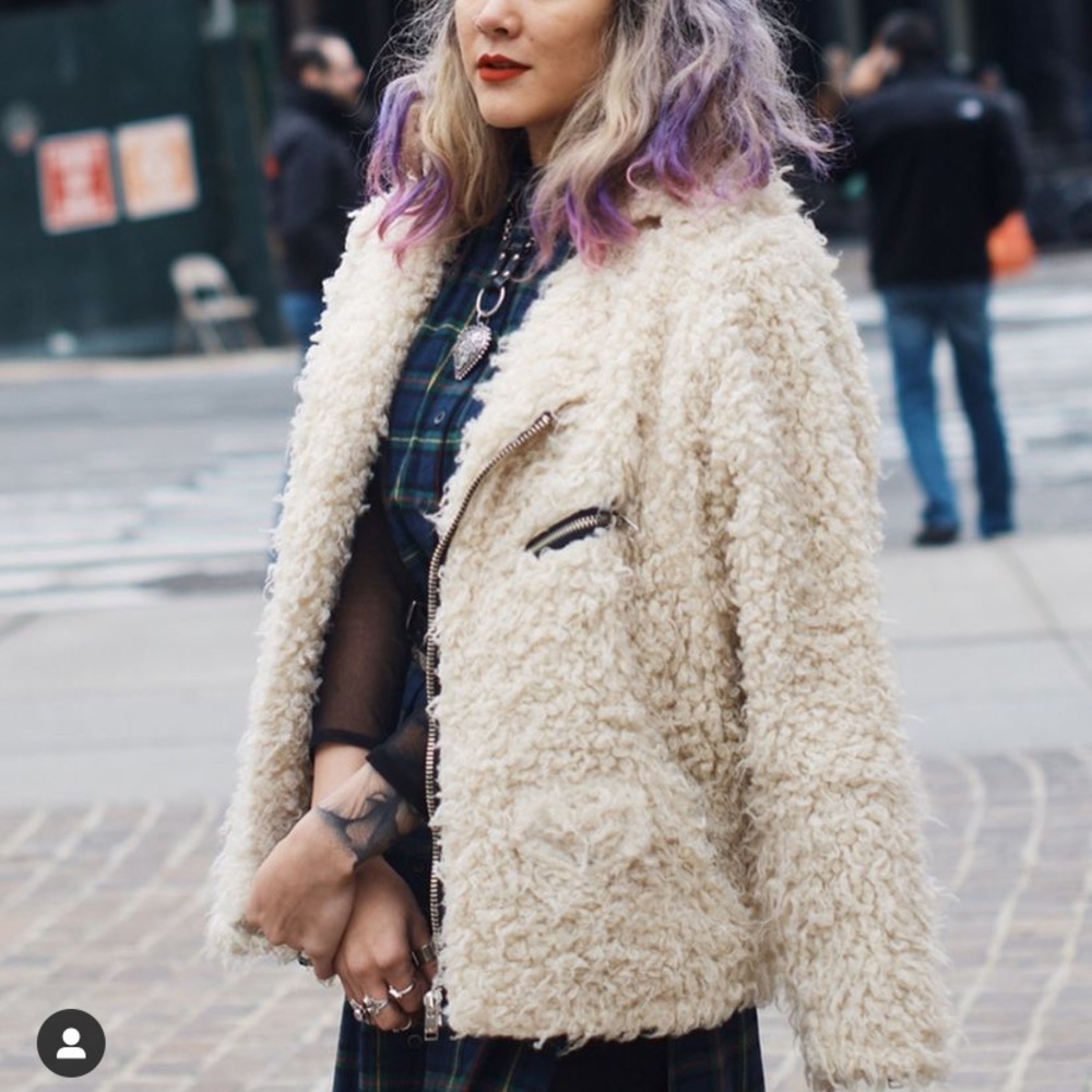 Unif x Urban Outfitters Rare sherpa moto jacket